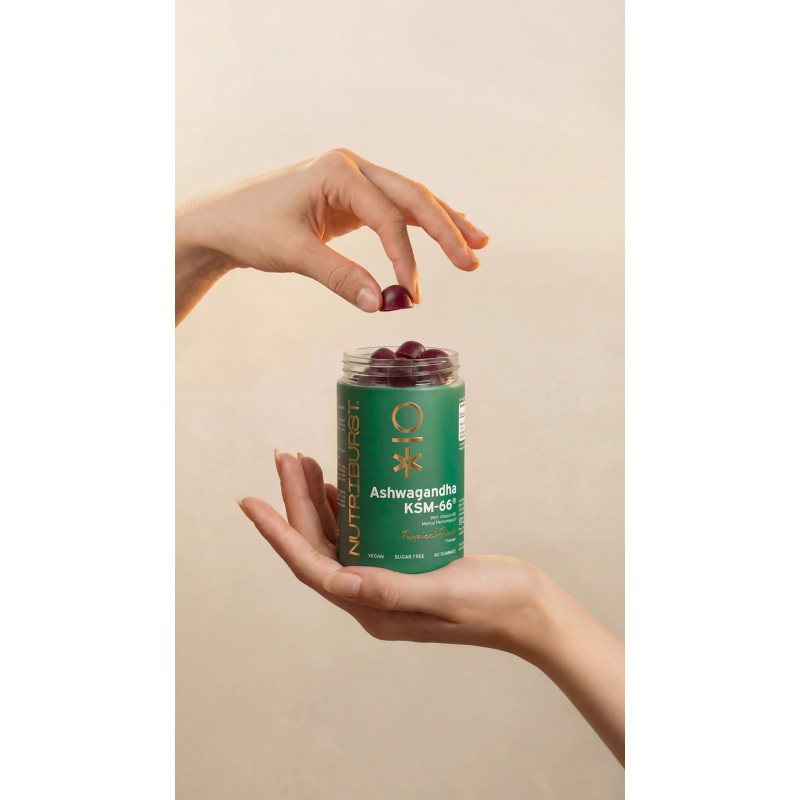 Nutriburst Advanced Ashwagandha KSM-66® Gummies želé bonbóny pro udržení energie a kognitivní výkonnosti příchuť Tropical Fruit 60 ks (obrázek 5)