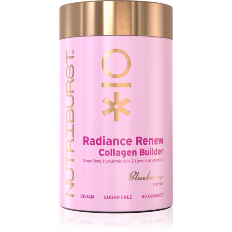 Nutriburst Advanced Radiance Renew Collagen Builder žvýkací měkké tobolky pro rozjasnění pleti příchuť Blueberry 60 ks