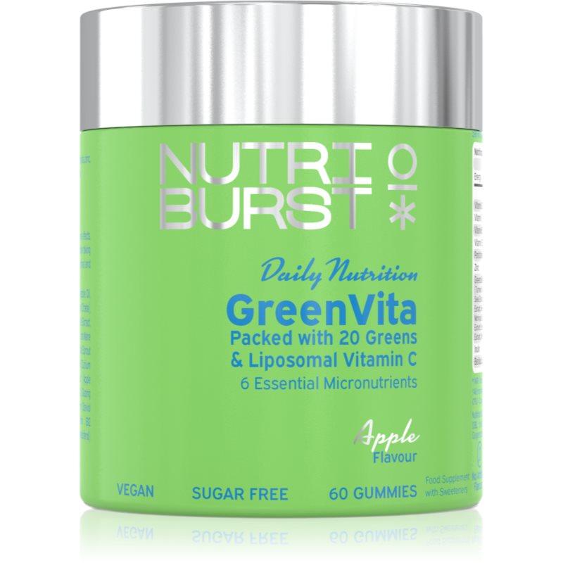 Nutriburst Daily Nutrition GreenVita žuvacie mäkké tobolky na udržanie vitality príchuť Apple 60 ks