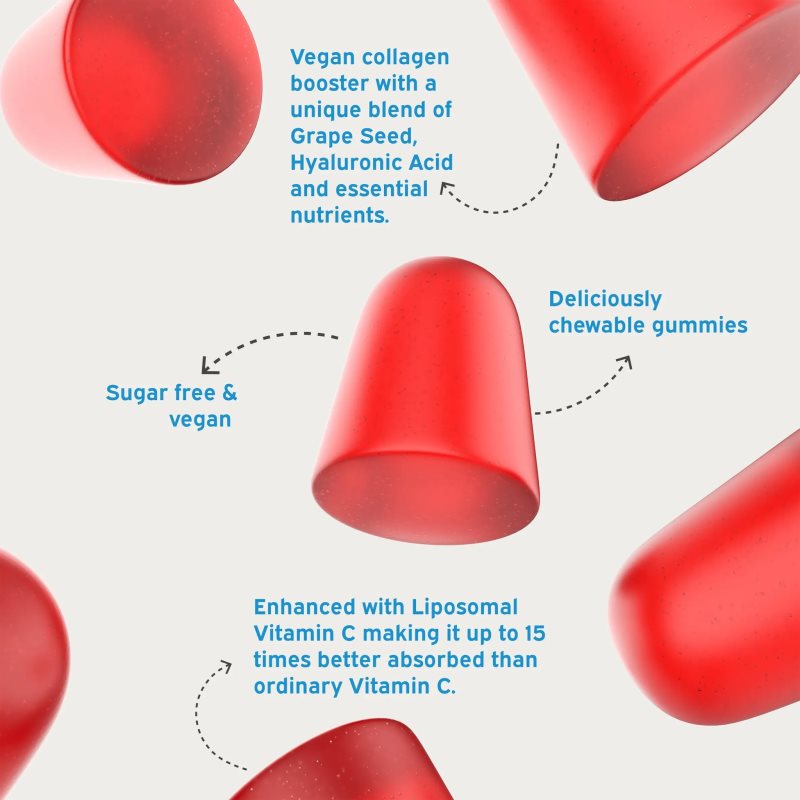 Nutriburst Daily Nutrition TrueRadiance Collagen Support Gummies želé bonbóny pro podporu tvorby kolagenu příchuť Blueberry 60 ks (obrázek 4)