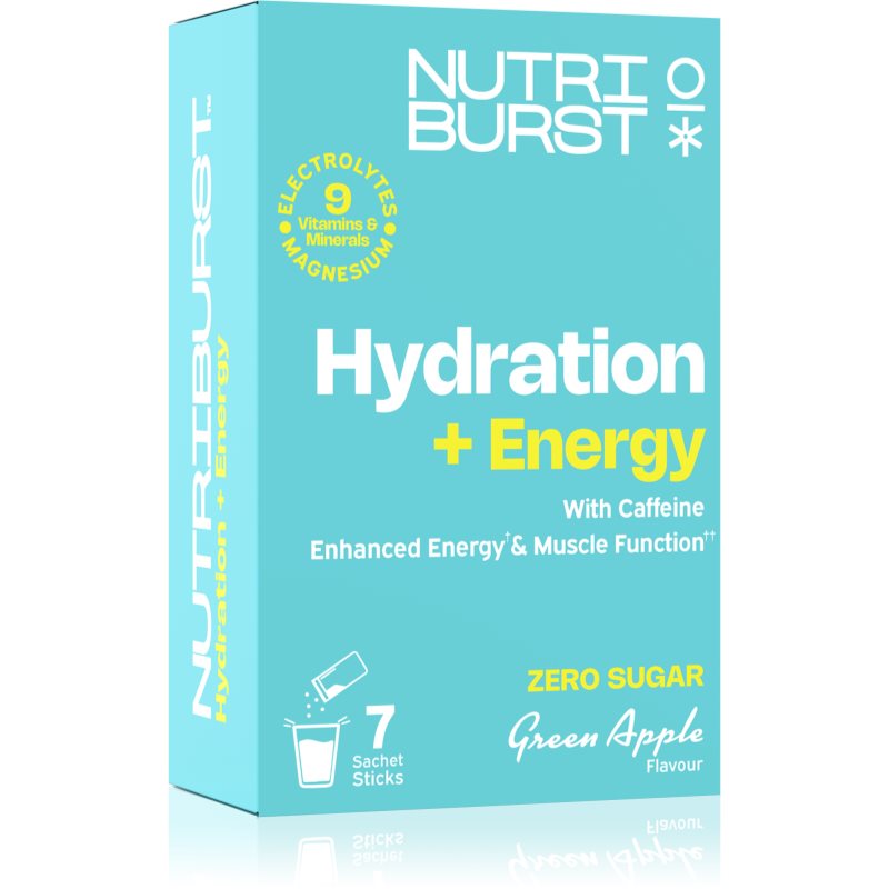 Nutriburst Hydratation + Energy rozpustný nápoj s kofeínom príchuť Green Apple 7x5 g