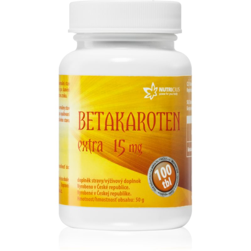 Nutricius Betakaroten EXTRA 15mg tablety pre krásne opálenie a zdravú pokožku 100 tbl