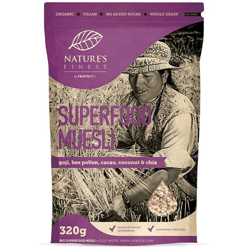 Natures Finest Superfood Muesli BIO Müsli ohne Zuckerzusatz 320 g