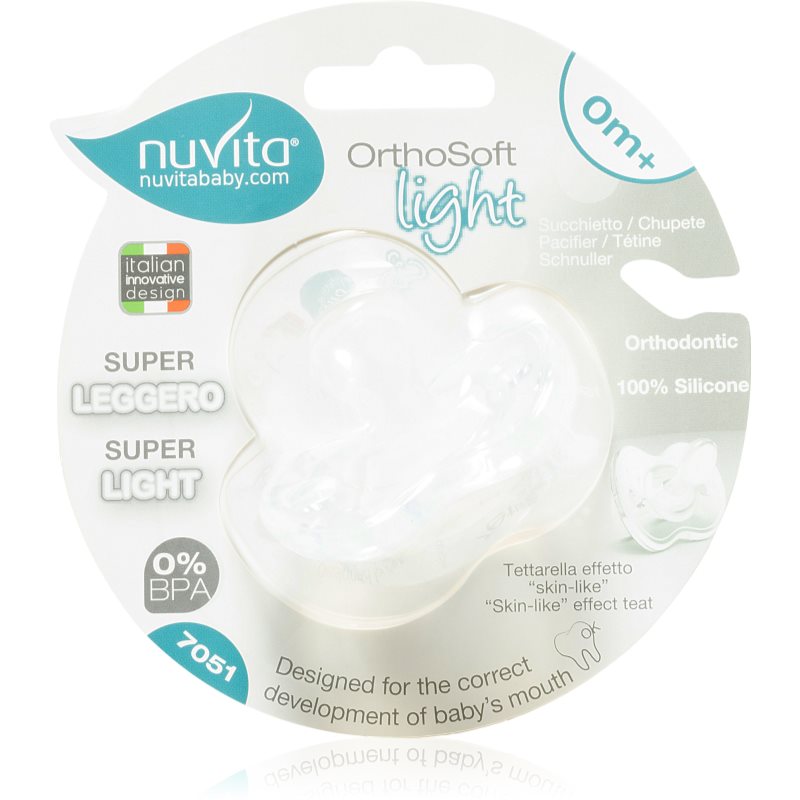 Nuvita Orthosoft Light dudlík 0m+ Transparent 1 ks