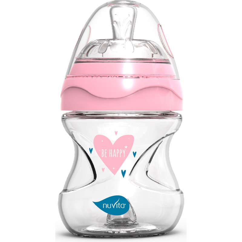 Nuvita Glass bottle Pink kūdikių buteliukas Glass/Pink 140 ml