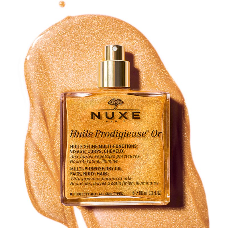 Nuxe Huile Prodigieuse Or мультифункціональна суха олійка з блискітками для обличчя, тіла та волосся 50 мл