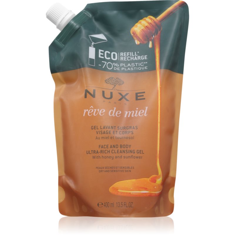 Nuxe Rêve de Miel Face and Body Ultra-Rich Cleansing Gel čistilni gel za suho in občutljivo kožo refill 400 ml