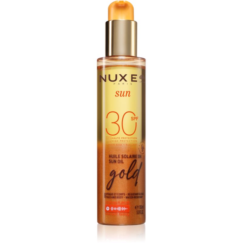 Nuxe Sun Sun Oil Gold SPF 30 opaľovací olej na tvár a telo s rozjasňujúcim efektom SPF 30 150 ml