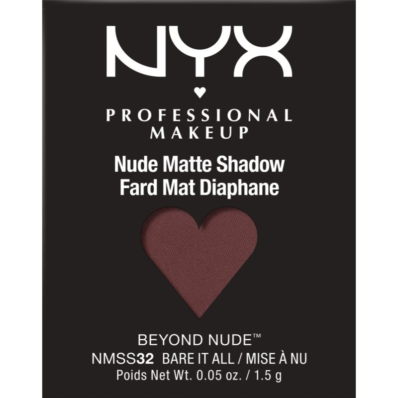 

NYX Professional Makeup Nude Matte Shadow Beyond Nude™ матові тіні для повік змінне наповнення відтінок 32 Bare it All