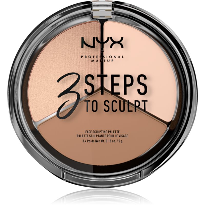 NYX Professional Makeup 3 Steps To Sculpt контурна палетка для обличчя відтінок 01 Fair 15 гр