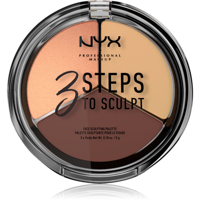 NYX Professional Makeup 3 Steps To Sculpt kontūravimo priemonių paletė atspalvis 03 Medium 15 g
