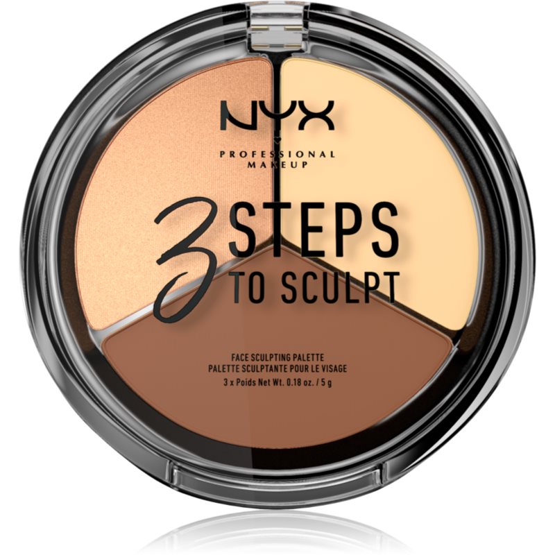 NYX Professional Makeup 3 Steps To Sculpt контурна палетка для обличчя відтінок 02 Light 15 гр