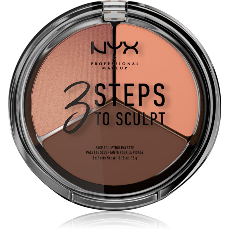 NYX Professional Makeup 3 Steps To Sculpt kontūravimo priemonių paletė atspalvis 04 Deep 15 g