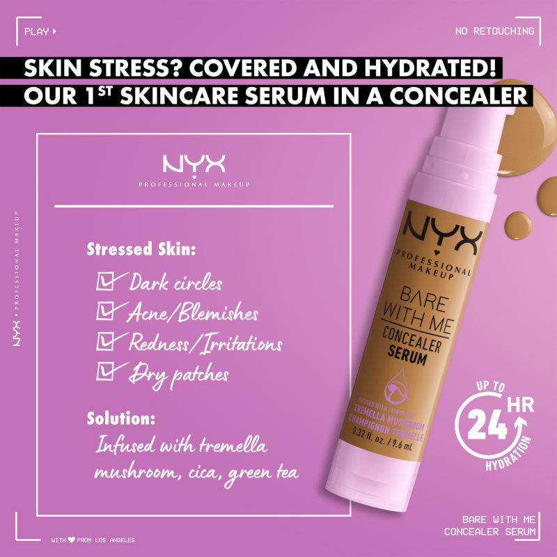NYX Professional Makeup Bare With Me Concealer Serum correttore idratante 2 in 1 colore 01 - Fair 9,6 ml
