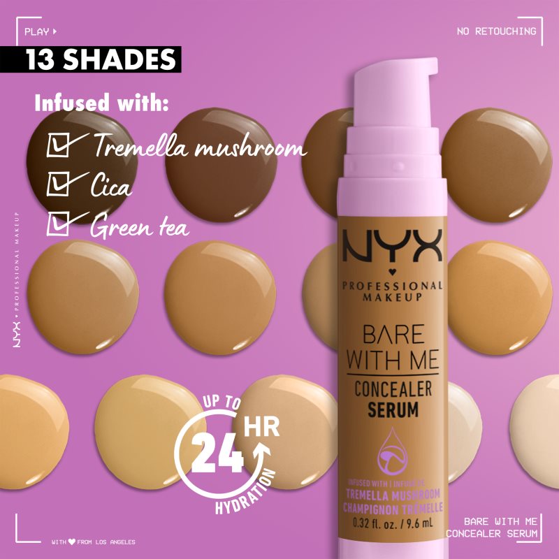 NYX Professional Makeup Bare With Me Concealer Serum Correcteur Hydratant 2 En 1 Teinte 06 Tan 9,6 Ml