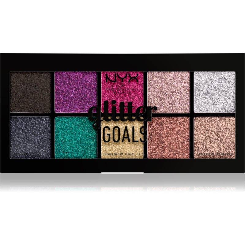 NYX Professional Makeup Glitter Goals Palette mit gepresstem Glitter 10 x 1.2 g