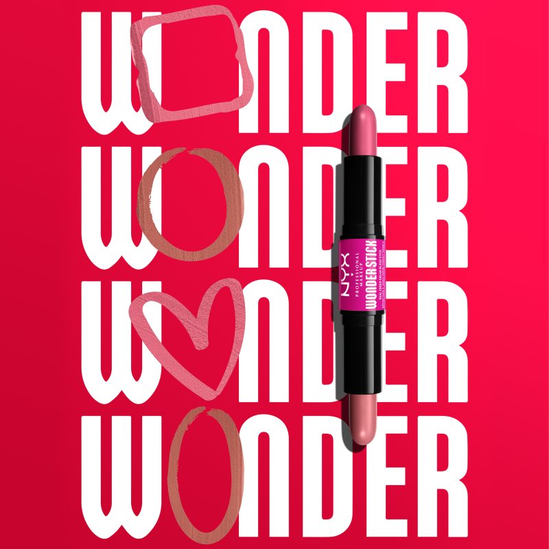 NYX Professional Makeup Wonder Stick Cream Blush двосторонній контурний олівець відтінок 01 Light Peach And Baby Pink 2x4 гр