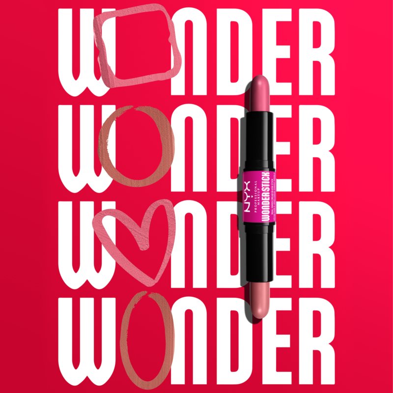 NYX Professional Makeup Wonder Stick Cream Blush Dual-ended Contouring Stick Shade 04 Deep Magenta N Ginger 2x4 G