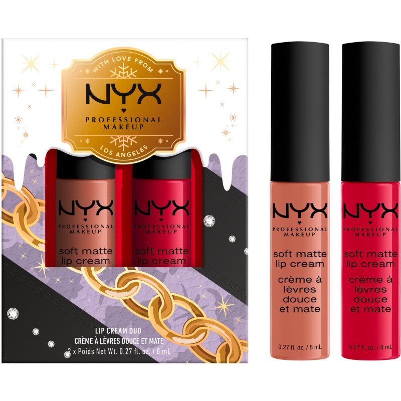 NYX Professional Makeup Limited Edition Xmass 2022 Mrs Claus Oh Deer Soft Matte Lip Cream Set sada na pery odtieň 1 2x8 ml