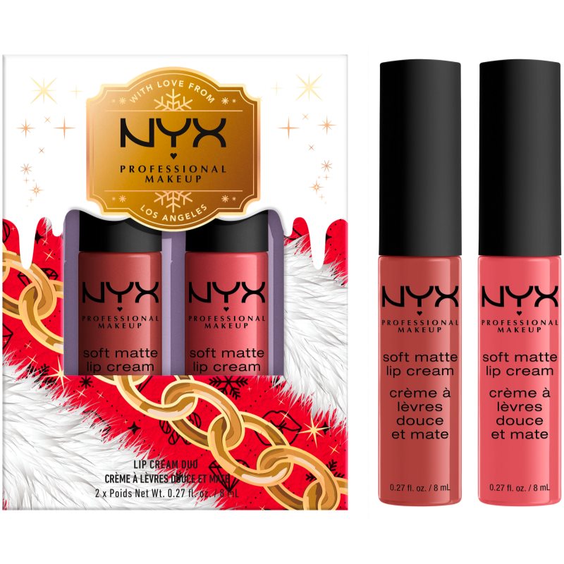 NYX Professional Makeup Limited Edition Xmass 2022 Mrs Claus Oh Deer Soft Matte Lip Cream Set sada na pery odtieň 2 2x8 ml
