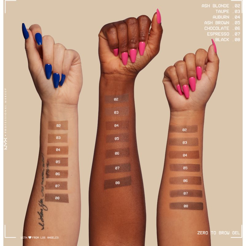 NYX Professional Makeup Zero To Brow Gel Augenbrauen-Gel mit einem Applikator Farbton 02 Ash Blonde 2 ml