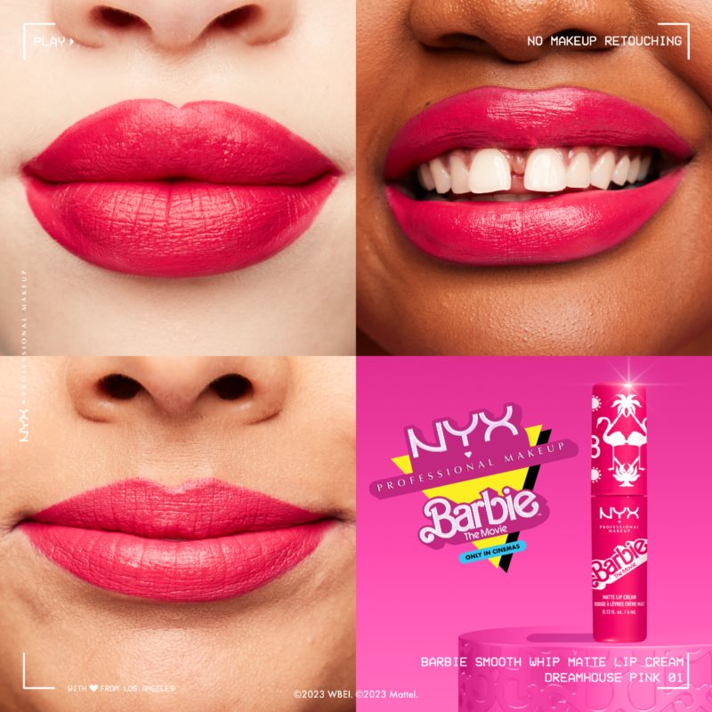 NYX Professional Makeup Barbie Smooth Whip Matte Lip Cream Liquid Matt Lipstick Shade 01 Dreamhouse Pink 4 Ml