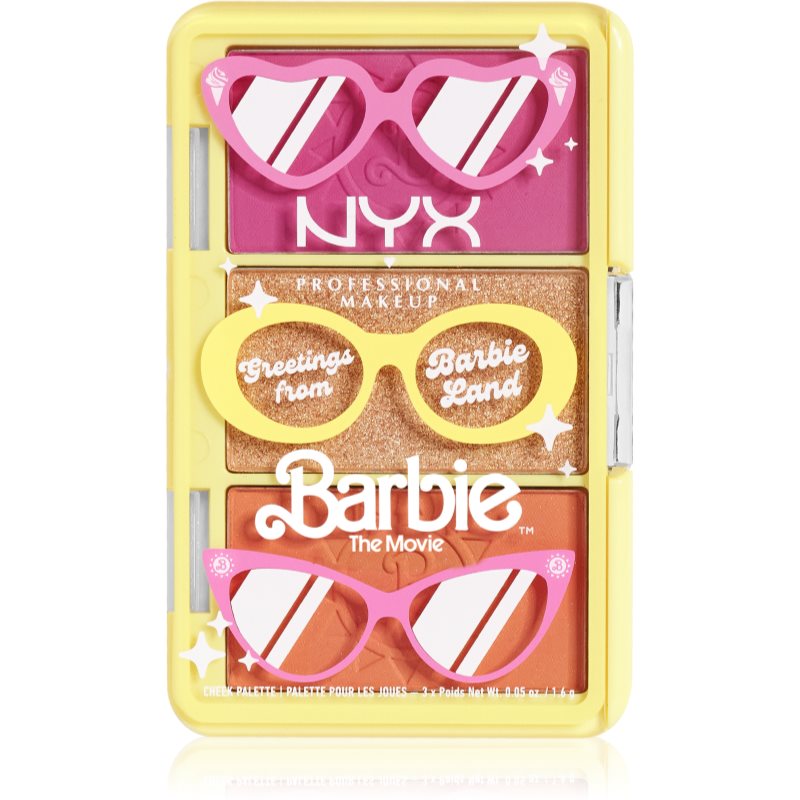 NYX Professional Makeup Barbie Mini Cheek Palette палетка хайлайтерів і рум'ян 28 гр