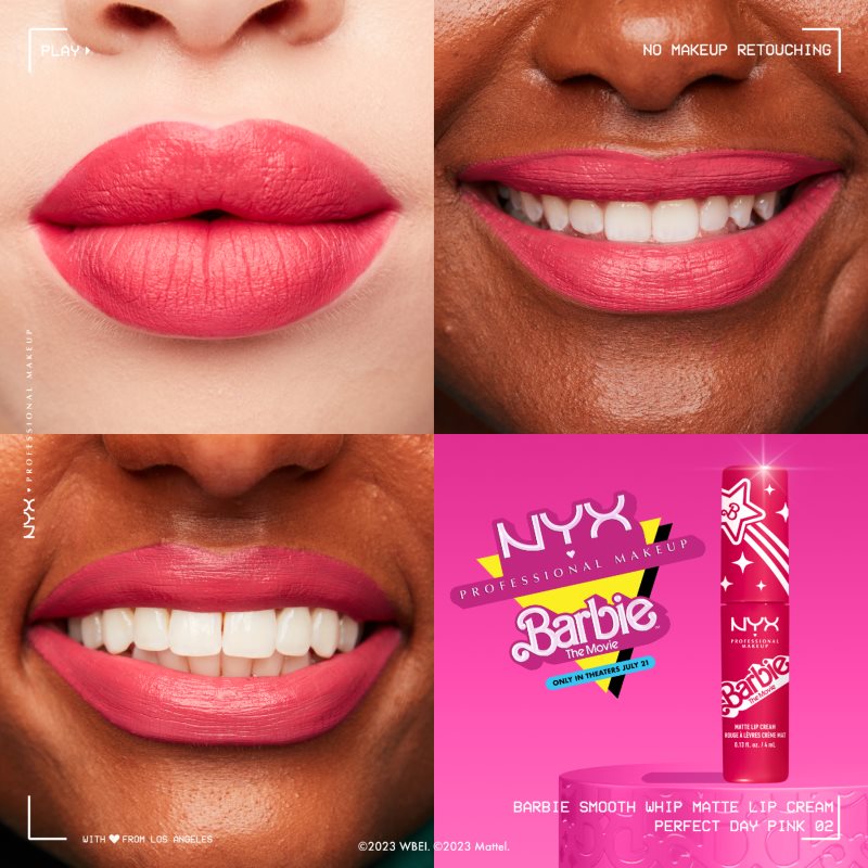 NYX Professional Makeup Barbie Smooth Whip Matte Lip Cream Liquid Matt Lipstick Shade 02 Perfect Day Pink 4 Ml