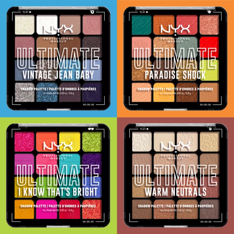 NYX Professional Makeup Ultimate Shadow Palette Eyeshadow Shade Vintage Jean Baby 16 Pc