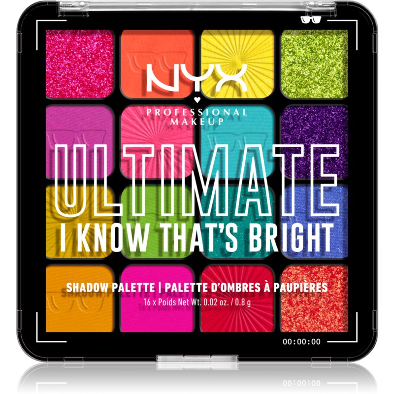 NYX Professional Makeup Ultimate Shadow Palette тіні для повік відтінок I Know That's Bright 16 кс
