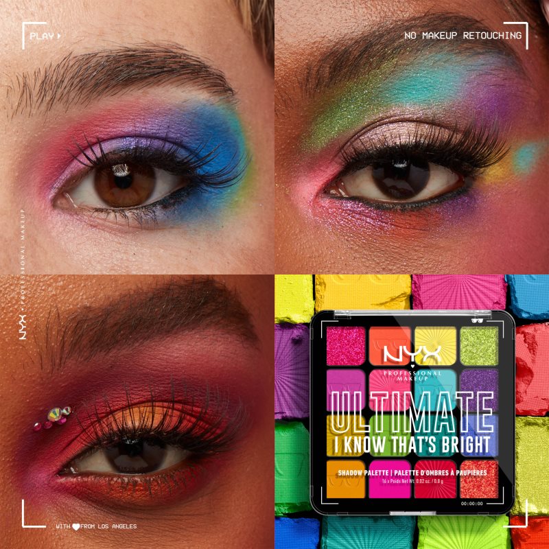 NYX Professional Makeup Ultimate Shadow Palette тіні для повік відтінок I Know That's Bright 16 кс