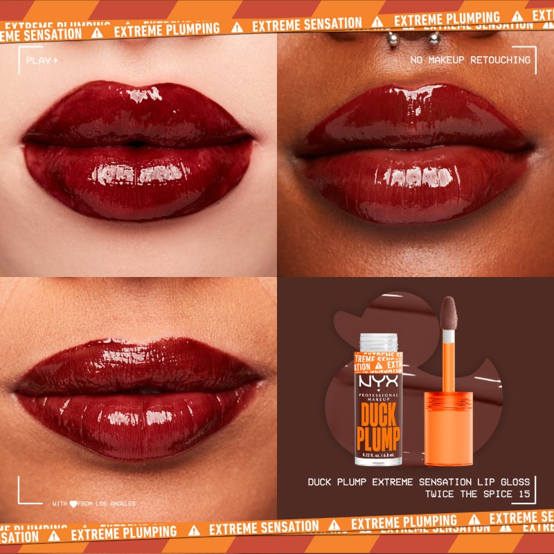 NYX Professional Makeup Duck Plump блиск для губ із збільшуючим ефектом відтінок 15 Twice The Spice 6,8 мл