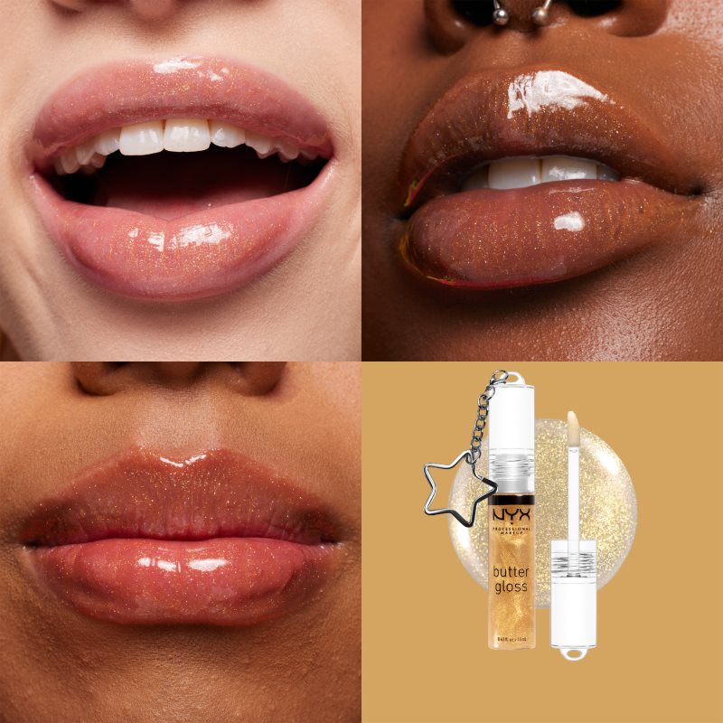 NYX Professional Makeup Butter Gloss lip gloss (limited edition) shade 25k Gold + Keychain 13 ml