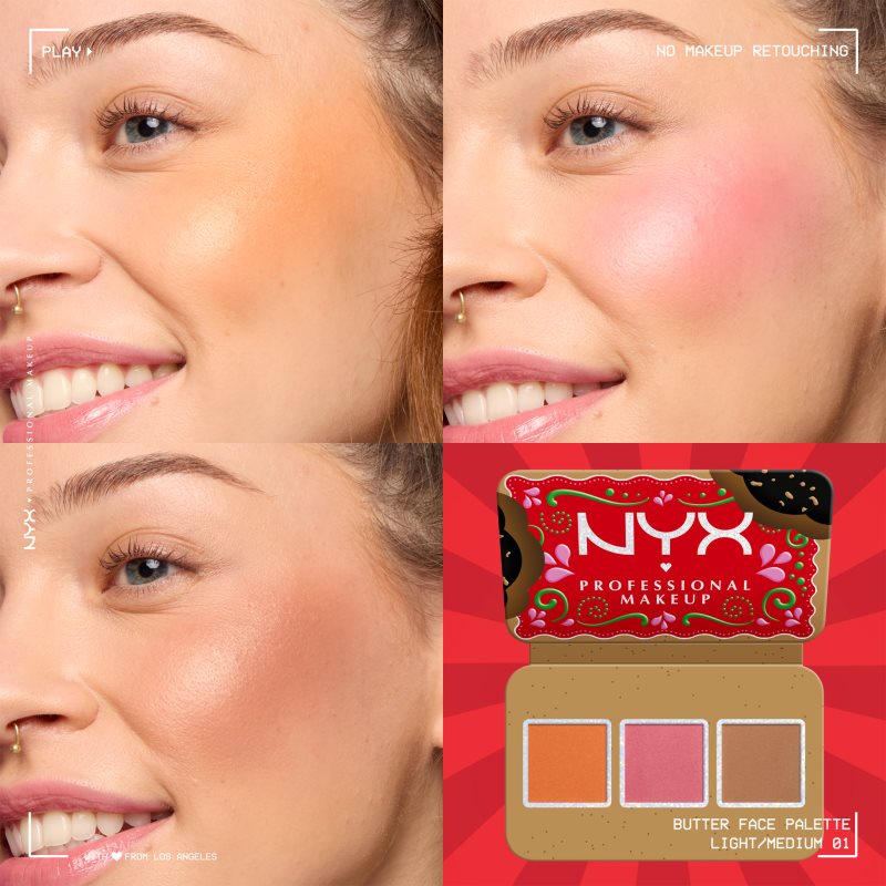 NYX Professional Makeup Holiday Buttermelt Palette Visage Teinte Light/Medium 3x4 G