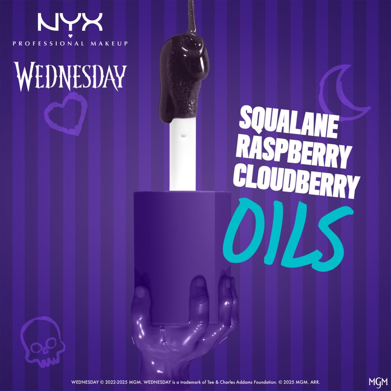 NYX Professional Makeup Wednesday Mystery Lip Oil olej na rty odstín 01 Nightshade 4.8 ml (obrázek 4)