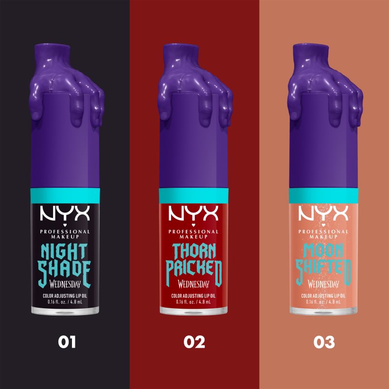 NYX Professional Makeup Wednesday Mystery Lip Oil olej na rty odstín 01 Nightshade 4.8 ml (obrázek 6)