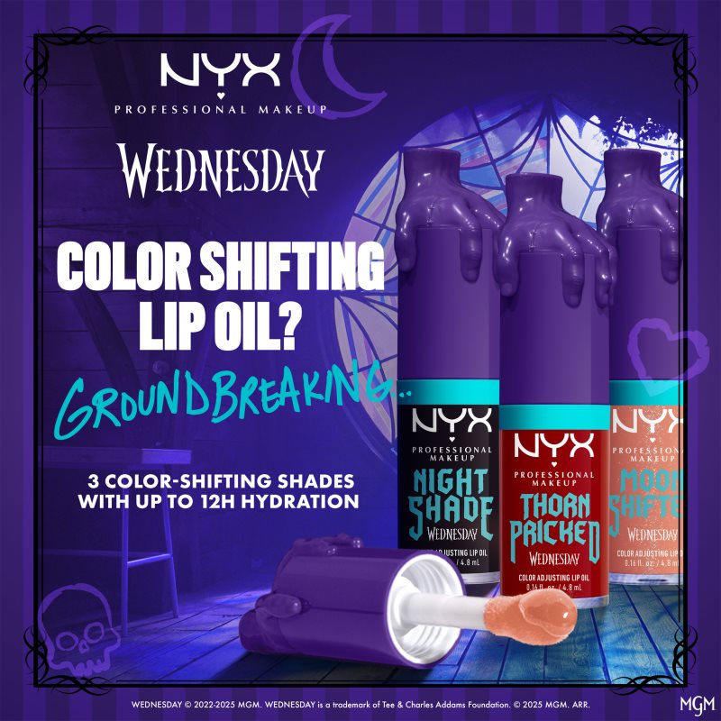 NYX Professional Makeup Wednesday Mystery Lip Oil olej na rty odstín 01 Nightshade 4.8 ml (obrázek 7)