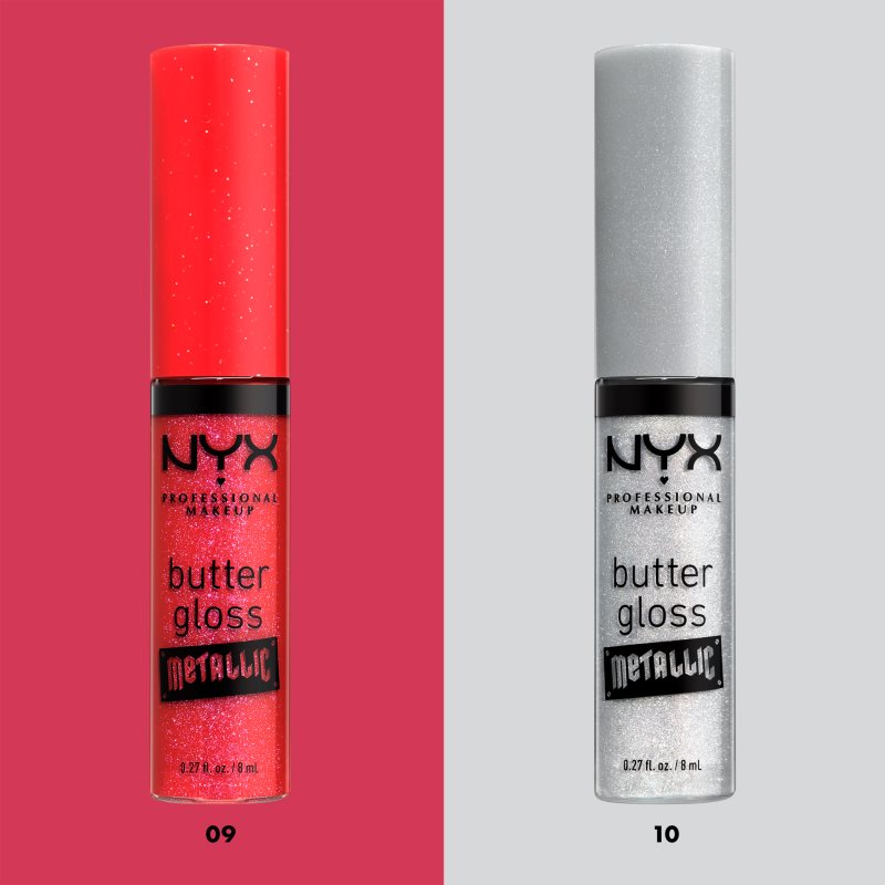 NYX Professional Makeup Butter Gloss Metallic Brillant à Lèvres Effet Métallisé Teinte 09 Blood 8 Ml