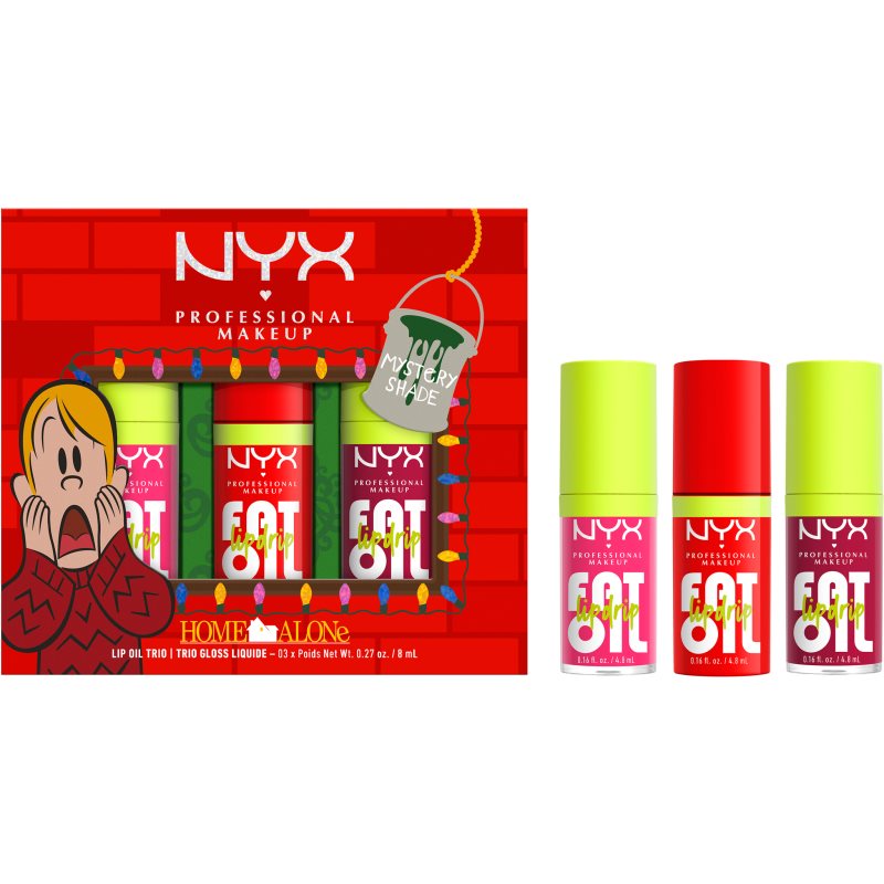 NYX Professional Makeup Home Alone Fat Oil Trio gift set for lips shade Mystery shade 02 1 pc
