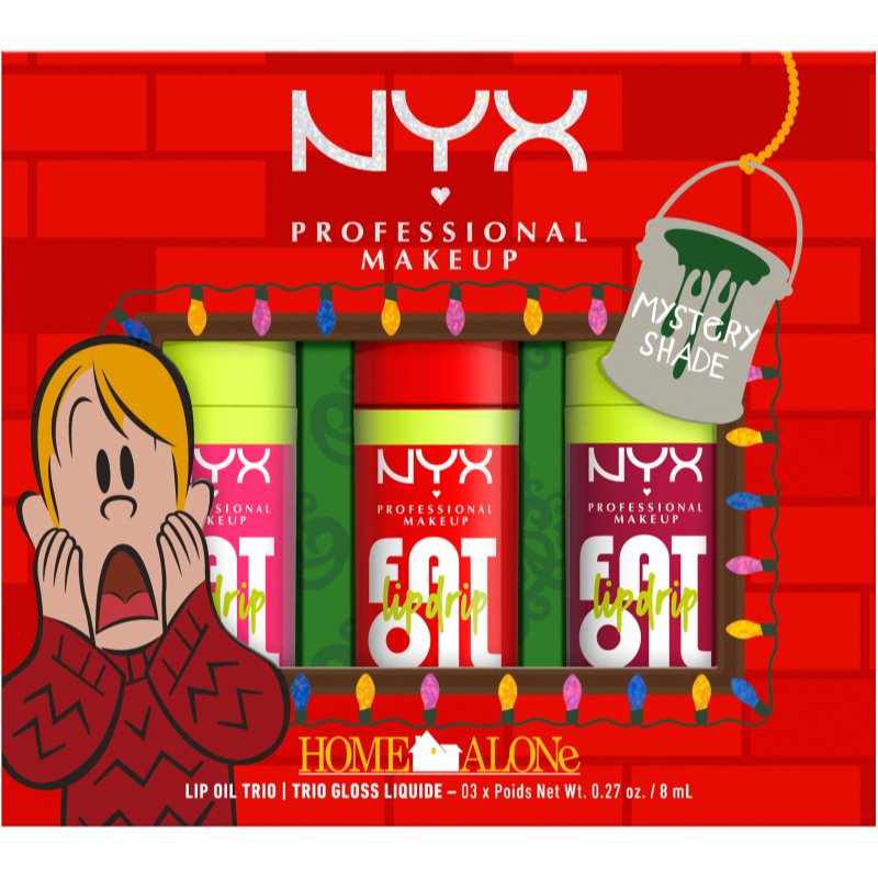 NYX Professional Makeup Home Alone Fat Oil Trio dárková sada na rty odstín Mystery shade 03 1 ks