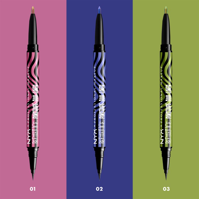 NYX Professional Makeup Beetlejuice Pinstripe Duo Liner delineador de ojos 2 en 1 tono 01 Pink Chrome 0,5 ml