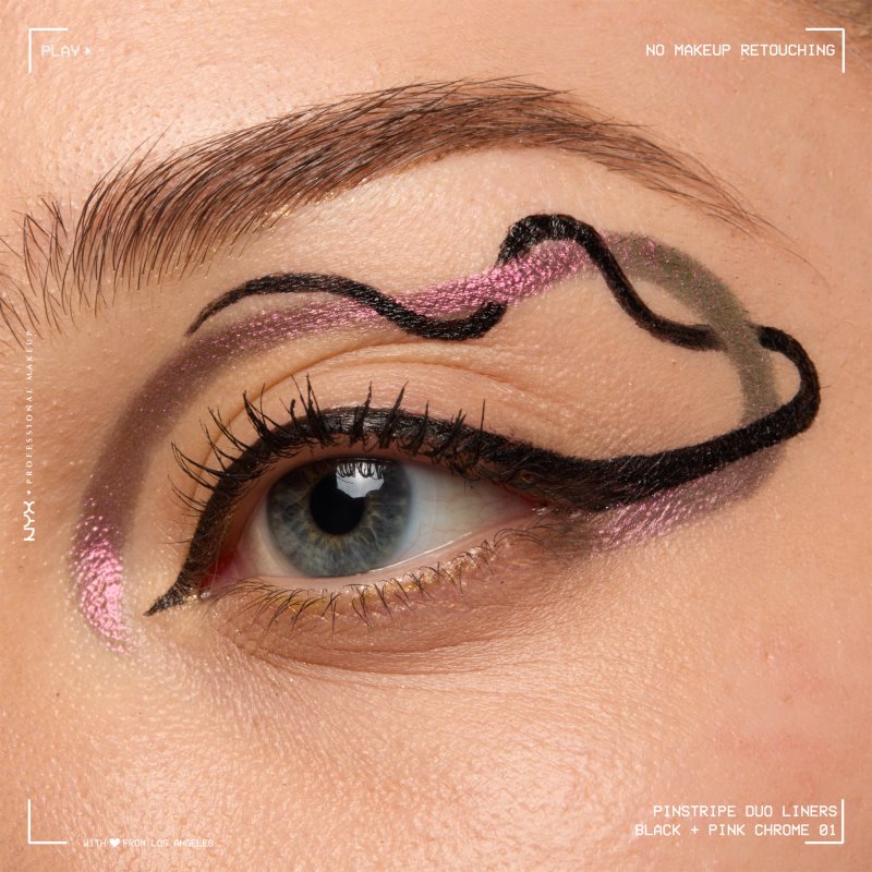 NYX Professional Makeup Beetlejuice Pinstripe Duo Liner delineador de ojos 2 en 1 tono 01 Pink Chrome 0,5 ml
