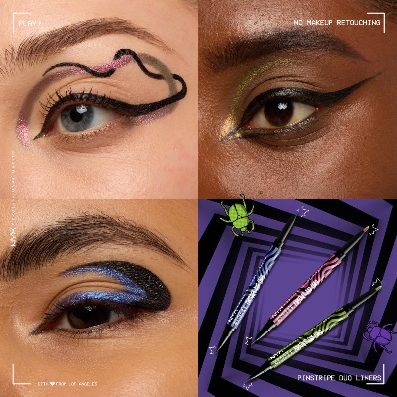 NYX Professional Makeup Beetlejuice Pinstripe Duo Liner delineador de ojos 2 en 1 tono 01 Pink Chrome 0,5 ml