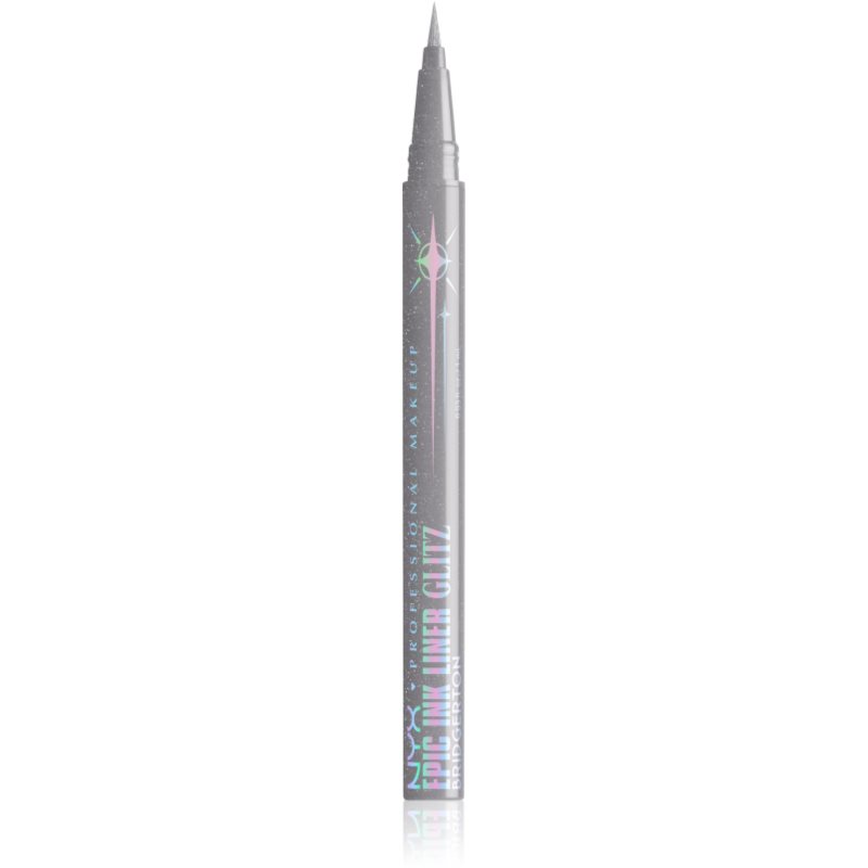 NYX Professional Makeup Bridgerton Royal Epic Ink Liner třpytivá linka na oči odstín 01 Glitzed In Silver 1 ml