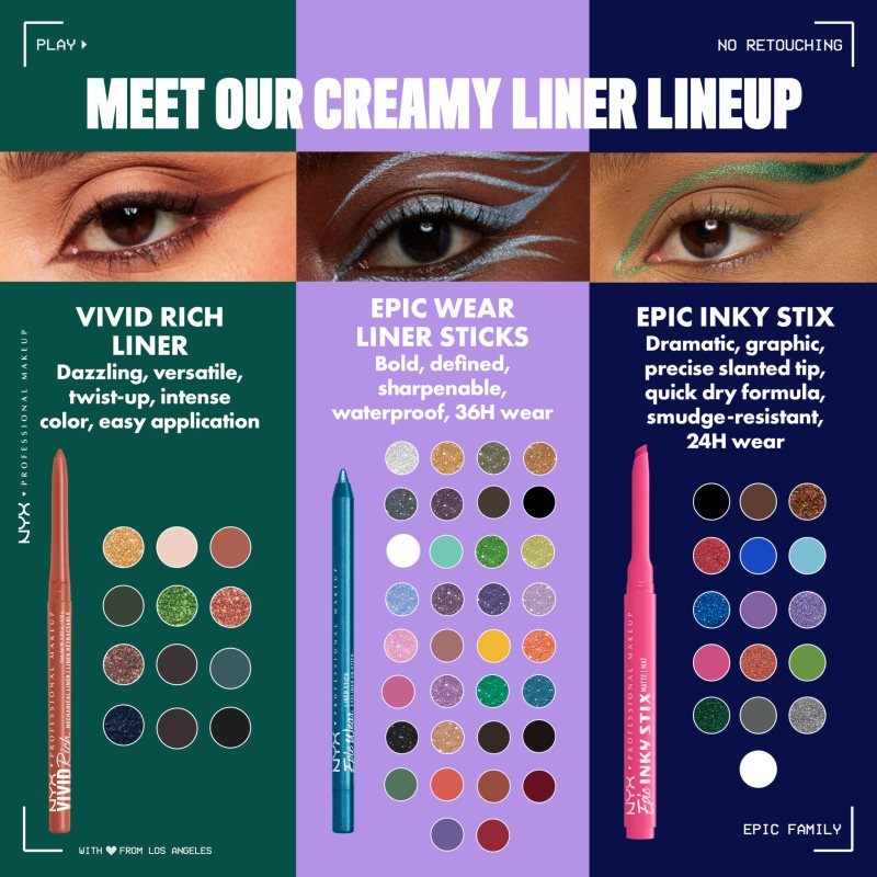 NYX Professional Makeup Epic Inky Stix gelové oční linky odstín 14 Electric Emerald 1 g (obrázek 4)