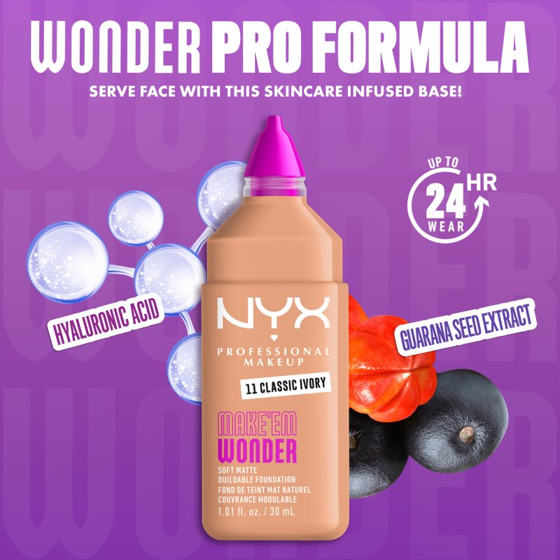 NYX Professional Makeup Make ‘Em Wonder lehký matující make-up odstín 11 Classic Ivory 30 ml (obrázek 6)