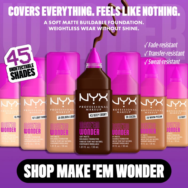NYX Professional Makeup Make ‘Em Wonder lehký matující make-up odstín 14 True Beige 30 ml (obrázek 4)
