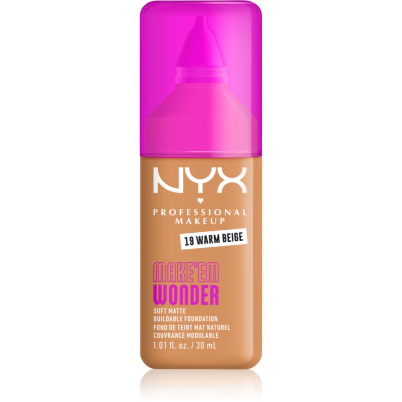 NYX Professional Makeup Make ‘Em Wonder light mattifying foundation shade 19 Warm Beige 30 ml