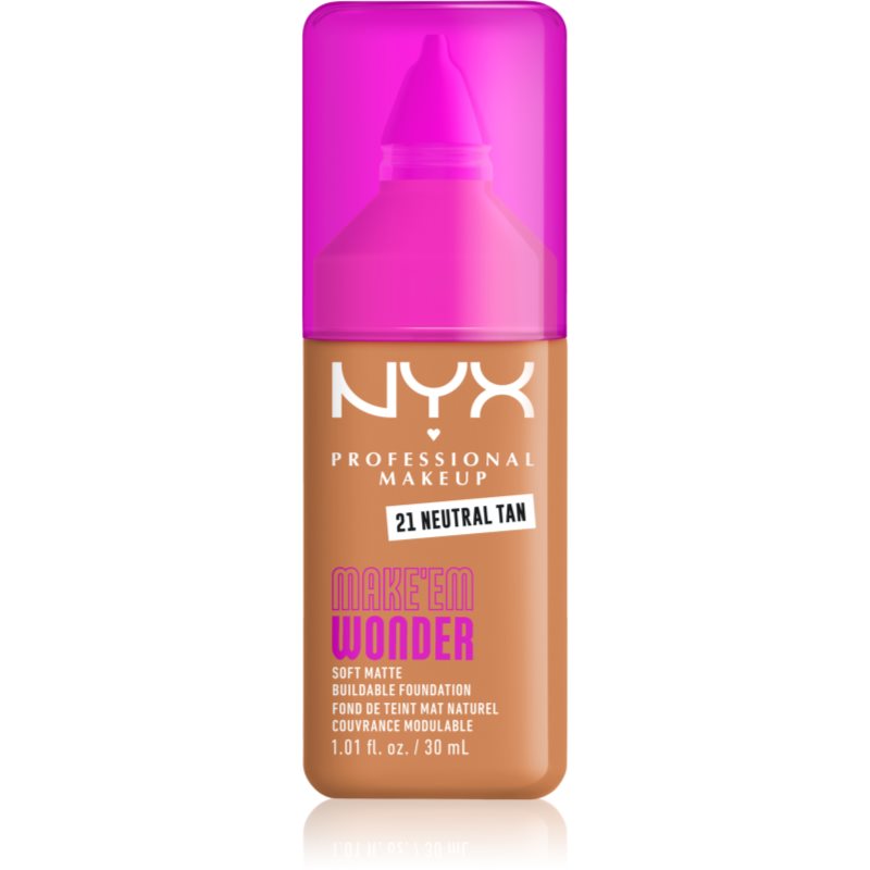 NYX Professional Makeup Make ‘Em Wonder lehký matující make-up odstín 21 Neutral Tan 30 ml