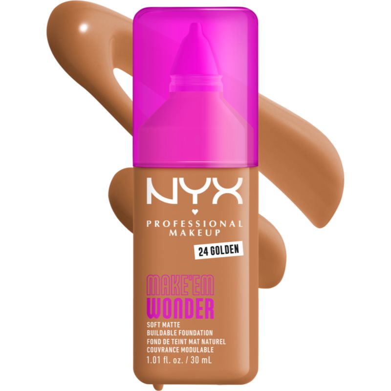 NYX Professional Makeup Make ‘Em Wonder ľahký zmatňujúci make-up odtieň 24 Golden 30 ml
